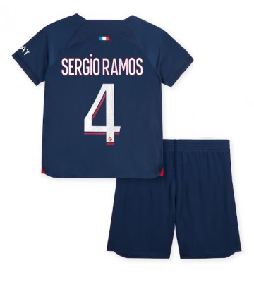 Paris Saint-Germain Sergio Ramos #4 Hjemmedraktsett Barn 2023-24 Kortermet (+ Korte bukser)